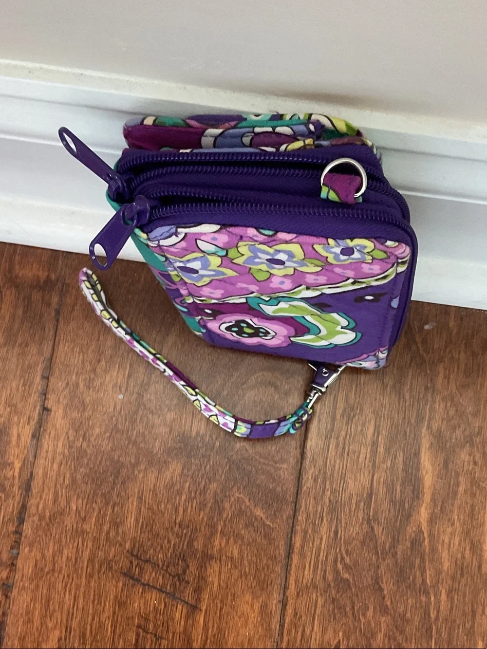 Vera Bradley Purple Teal Paisley Quilted Wristlet